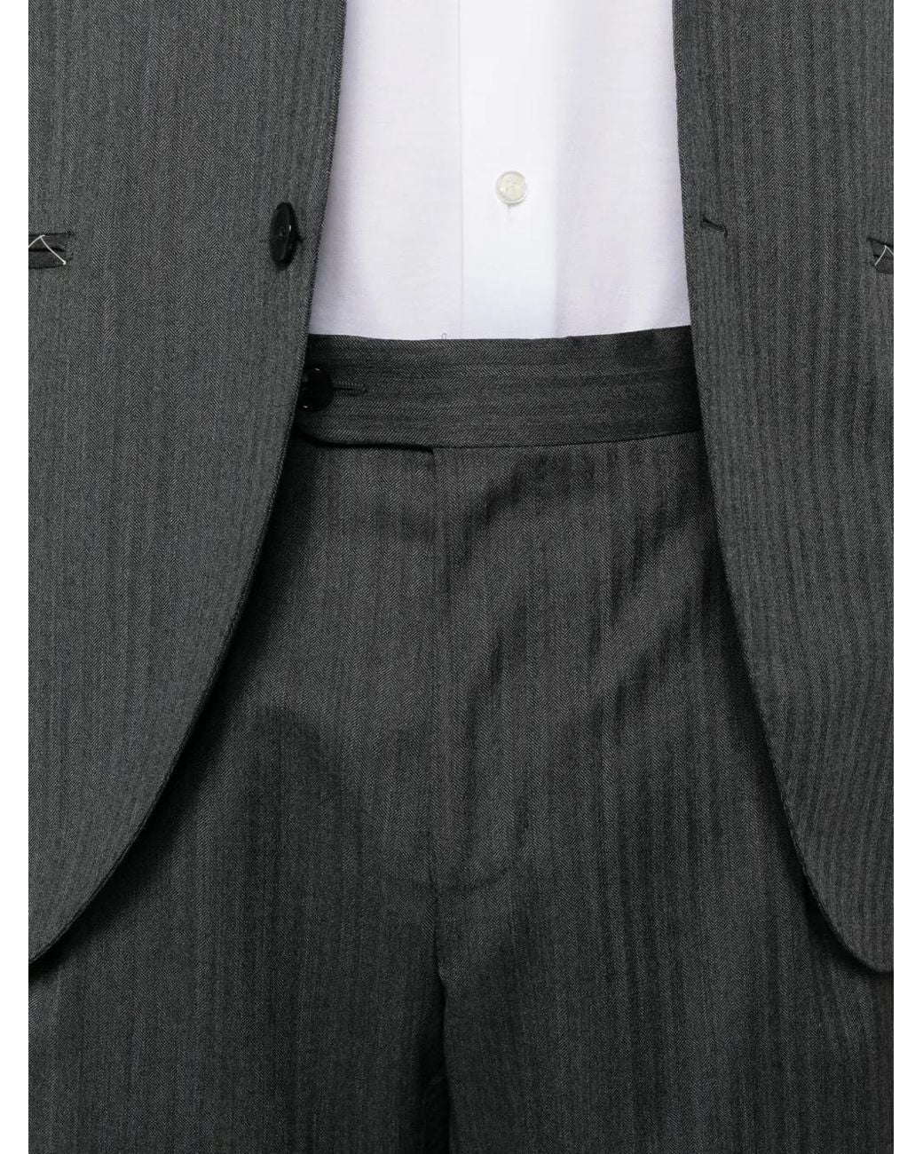 Luigi Bianchi Gray Herringbone-Pattern Single-Breasted Suit for men
