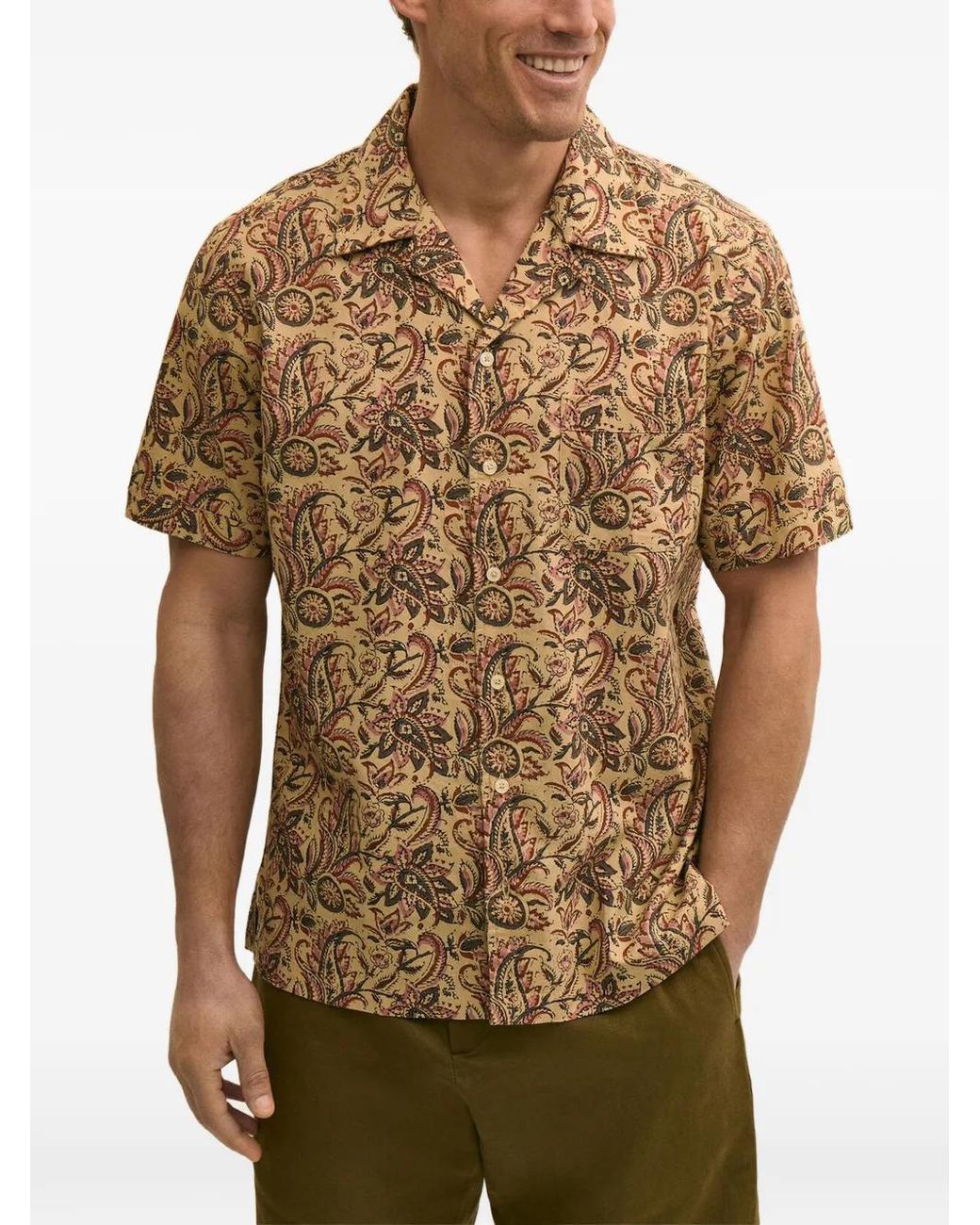 Brooks Brothers Brown Block Print Camp Shirt for men