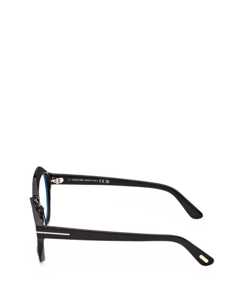 Tom Ford Black Tortoiseshell-Effect Geometric-Frame Glasses