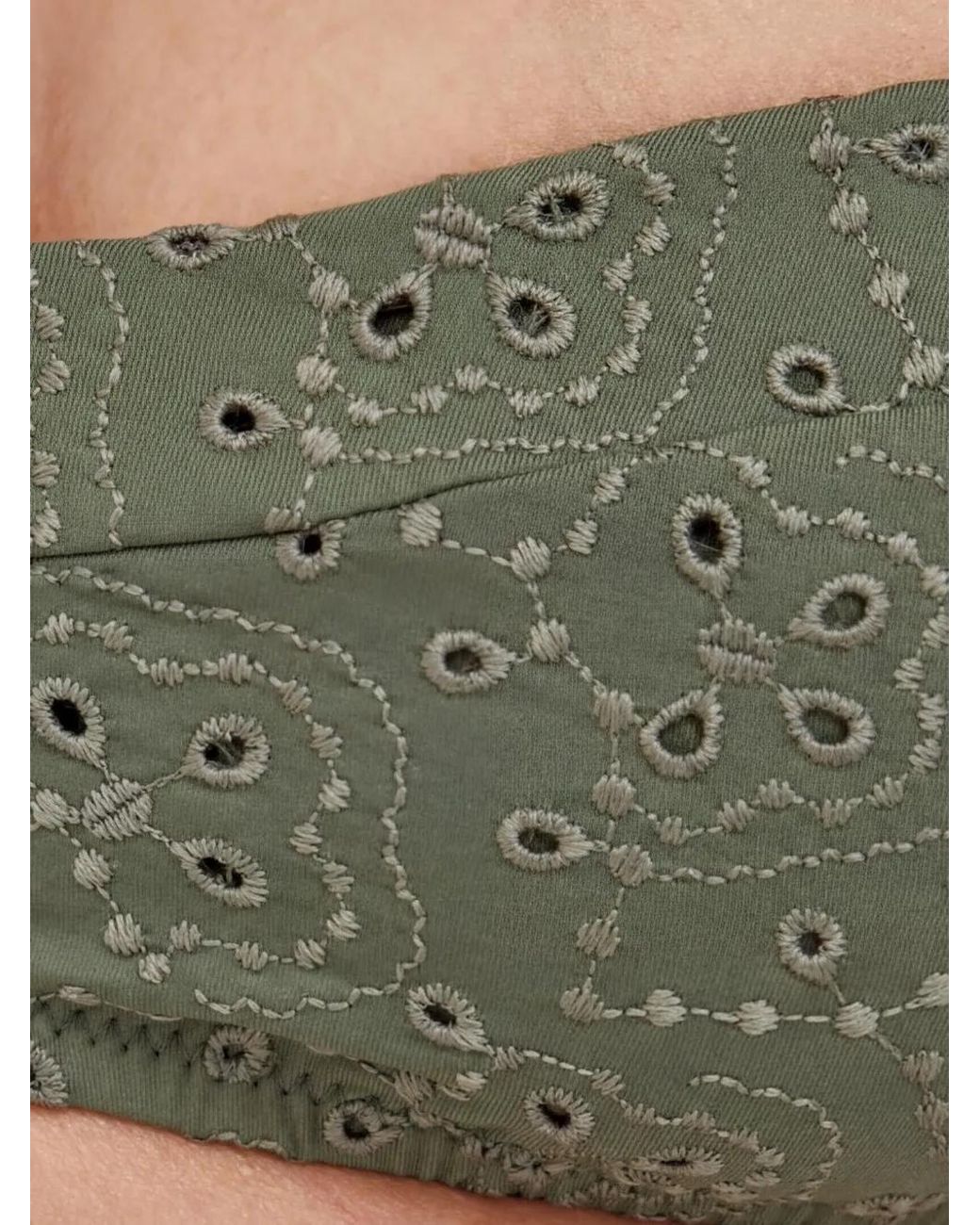 Polo Ralph Lauren Green Eyelet-Details Bikini Top