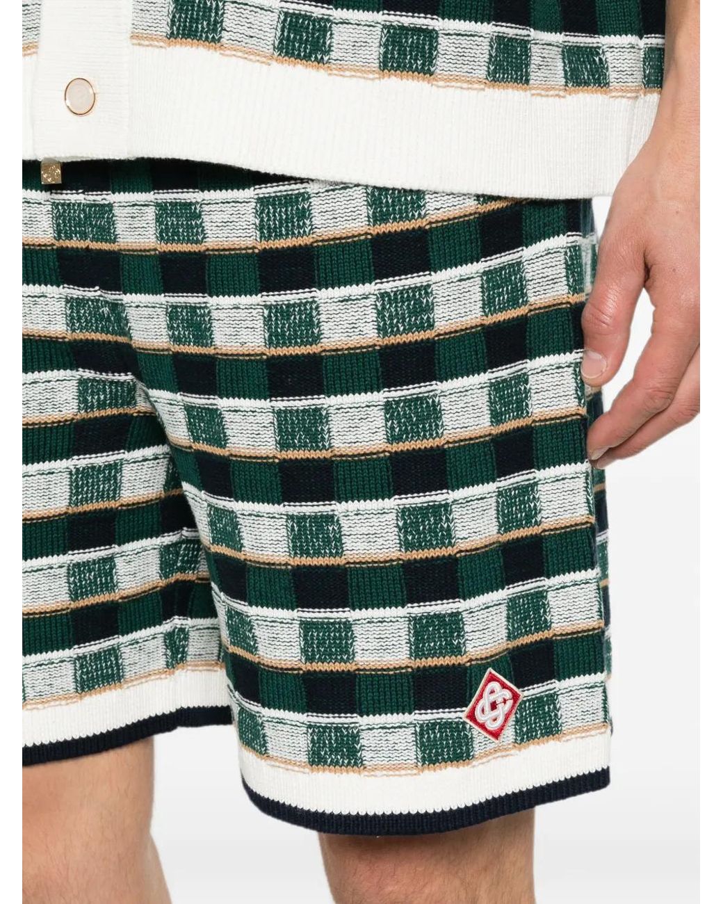 Casablanca Green Crochet Mosaic Shorts for men