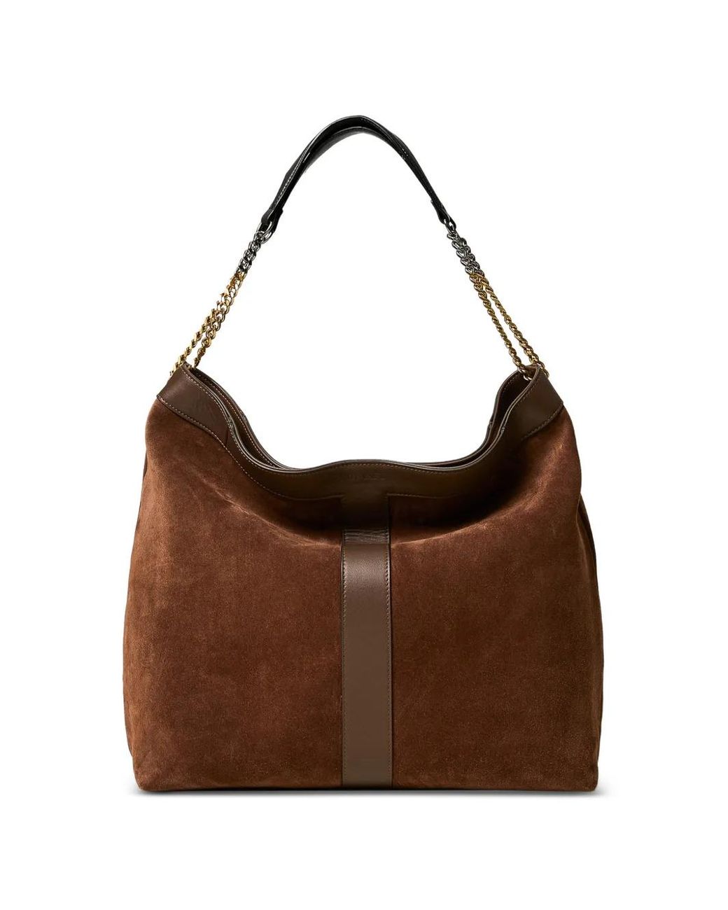 Twinset Brown Suede Bag With Logo