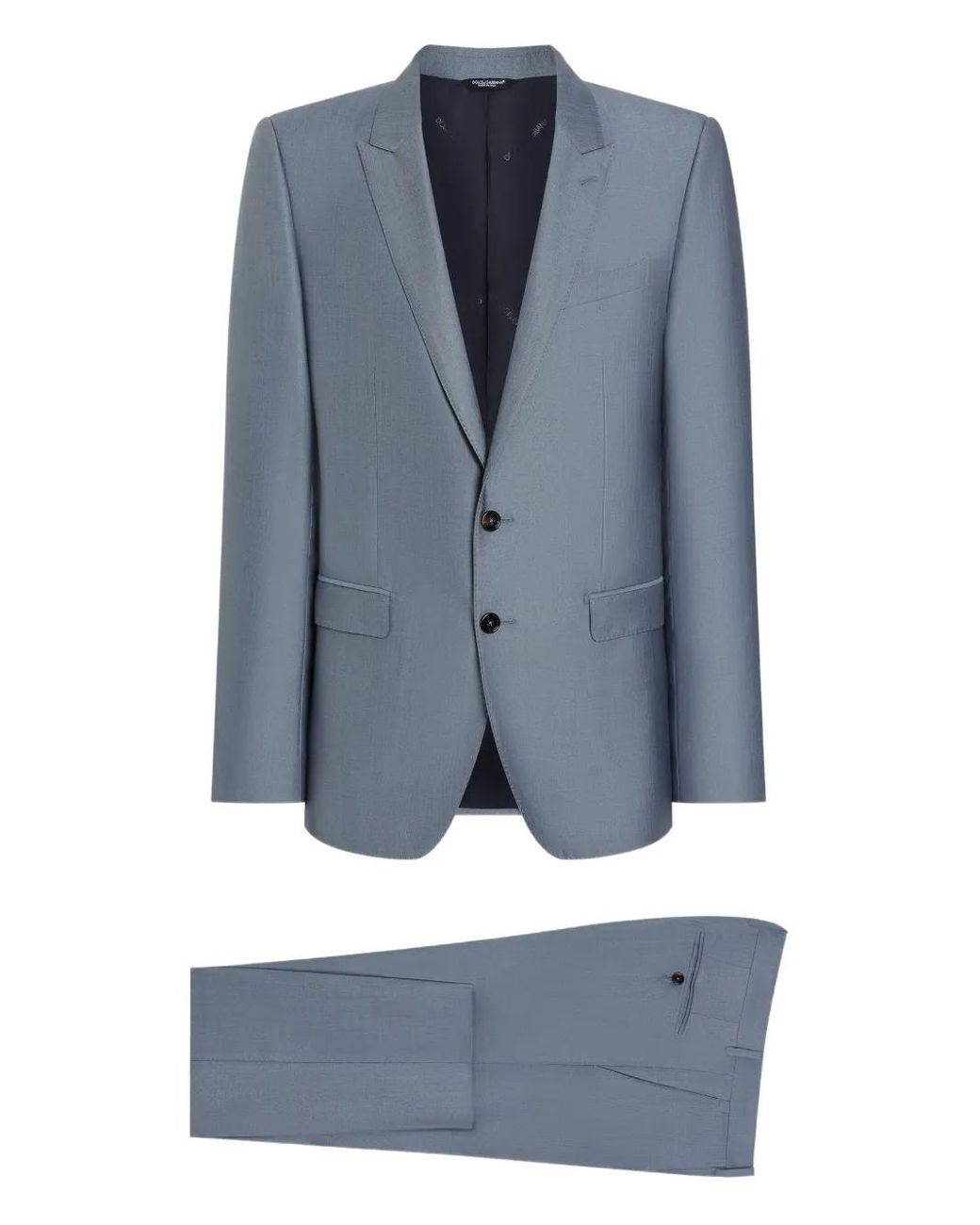 Dolce & Gabbana Blue Single-Breasted Wool And Silk Suit for men