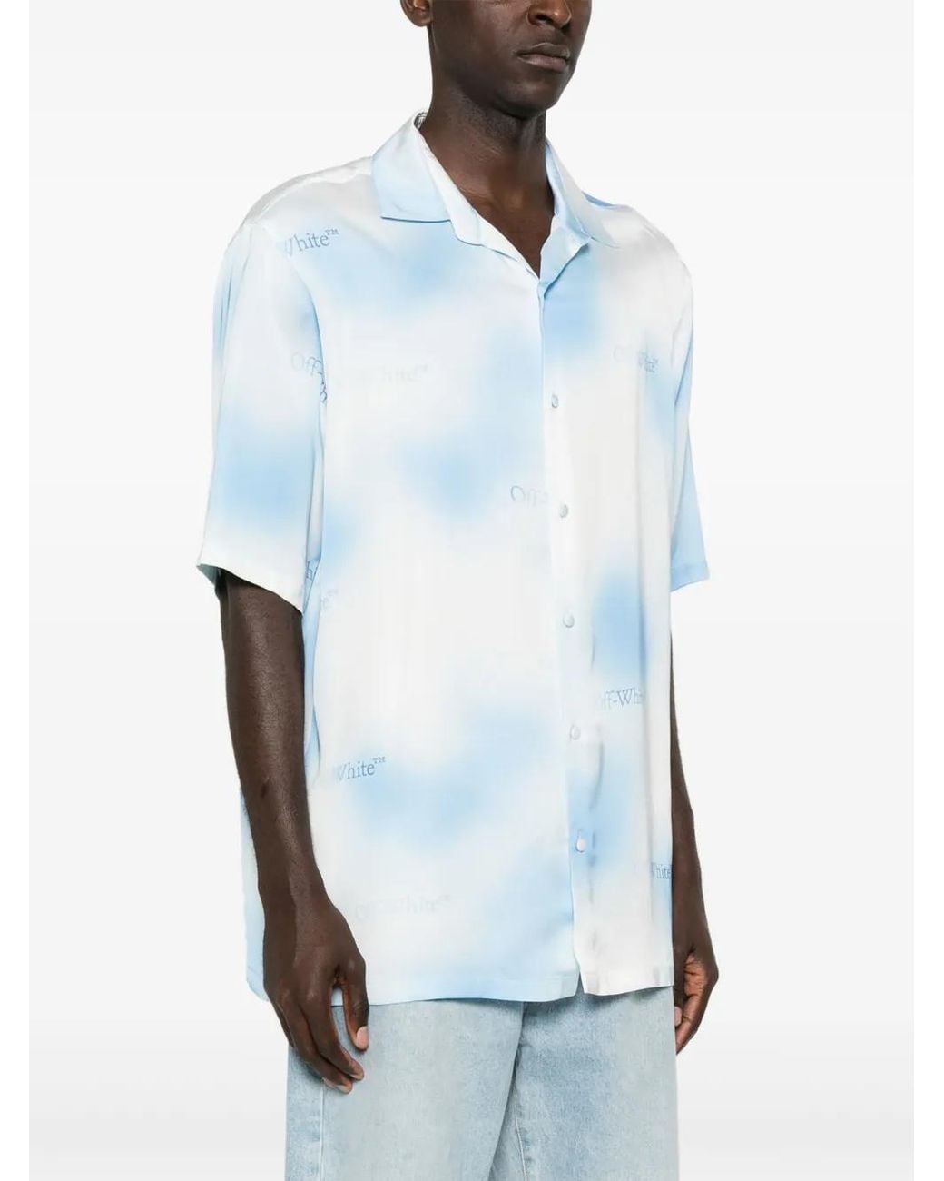 Off-White c/o Virgil Abloh Blue Gradient Bowling Shirt