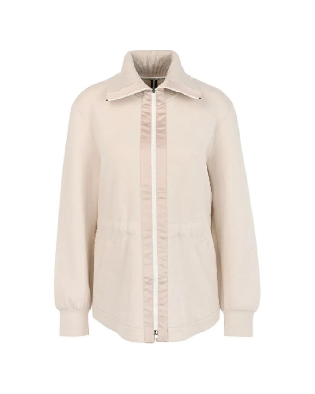 Marc Cain White Troyer-Neck Zip-Up Jacket