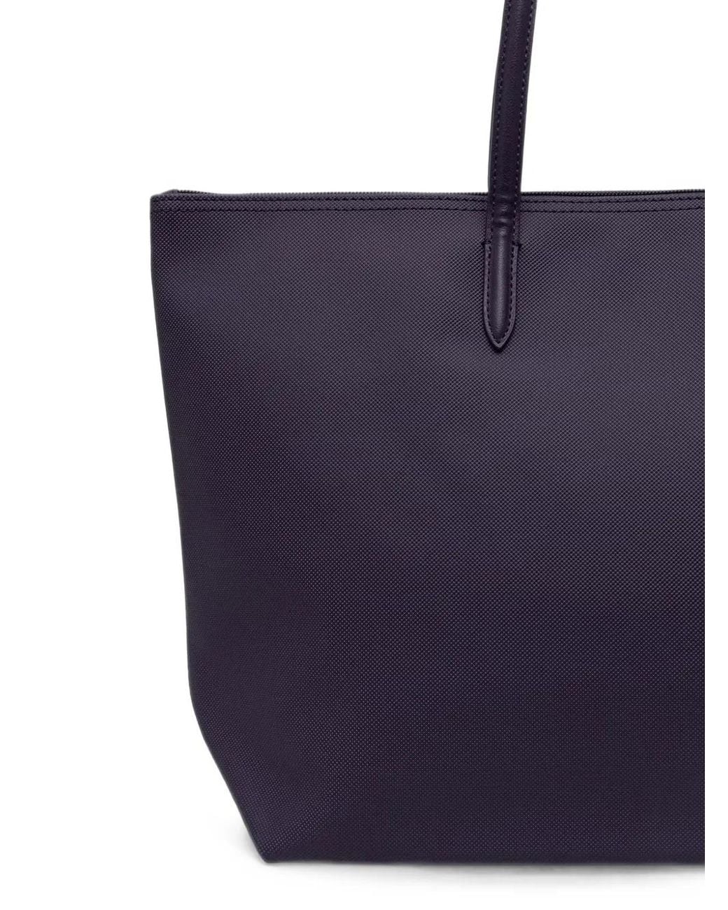 Lacoste Blue Large Logo-Patch Tote Bag