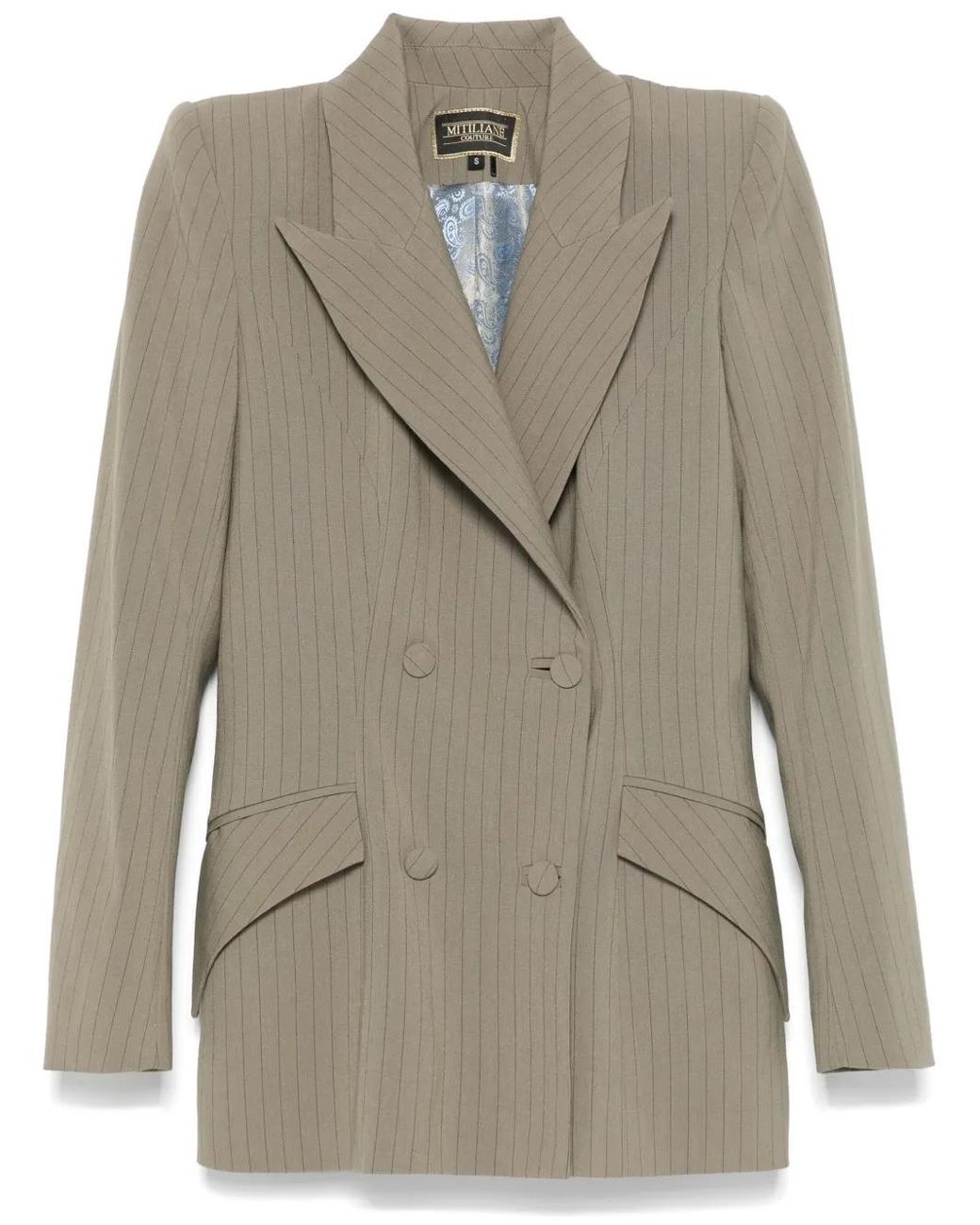 MITILIANE COUTURE Natural Pinstriped Blazer