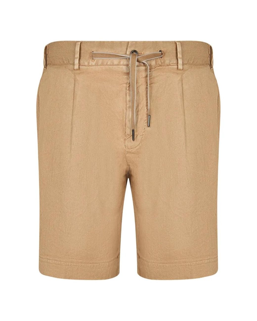 Dell'Oglio Natural Drawstring Pleated Shorts for men