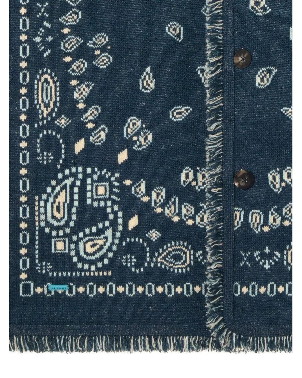 Alanui Blue Cashmere Cardigan for men