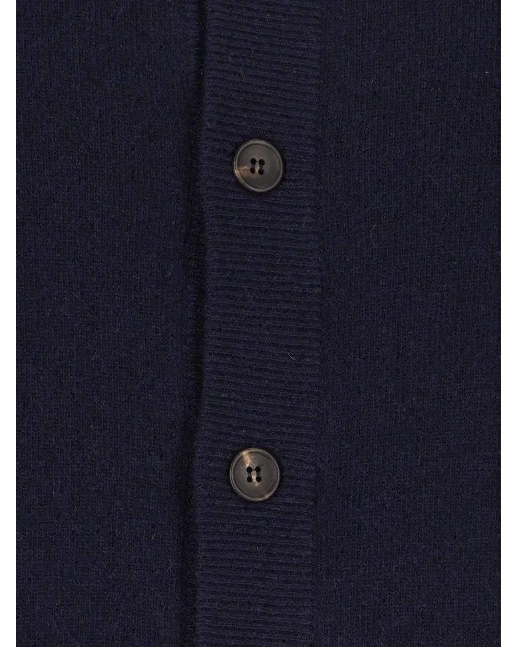 Al Duca D'aosta Blue Button-Up High-Neck Cardigan for men