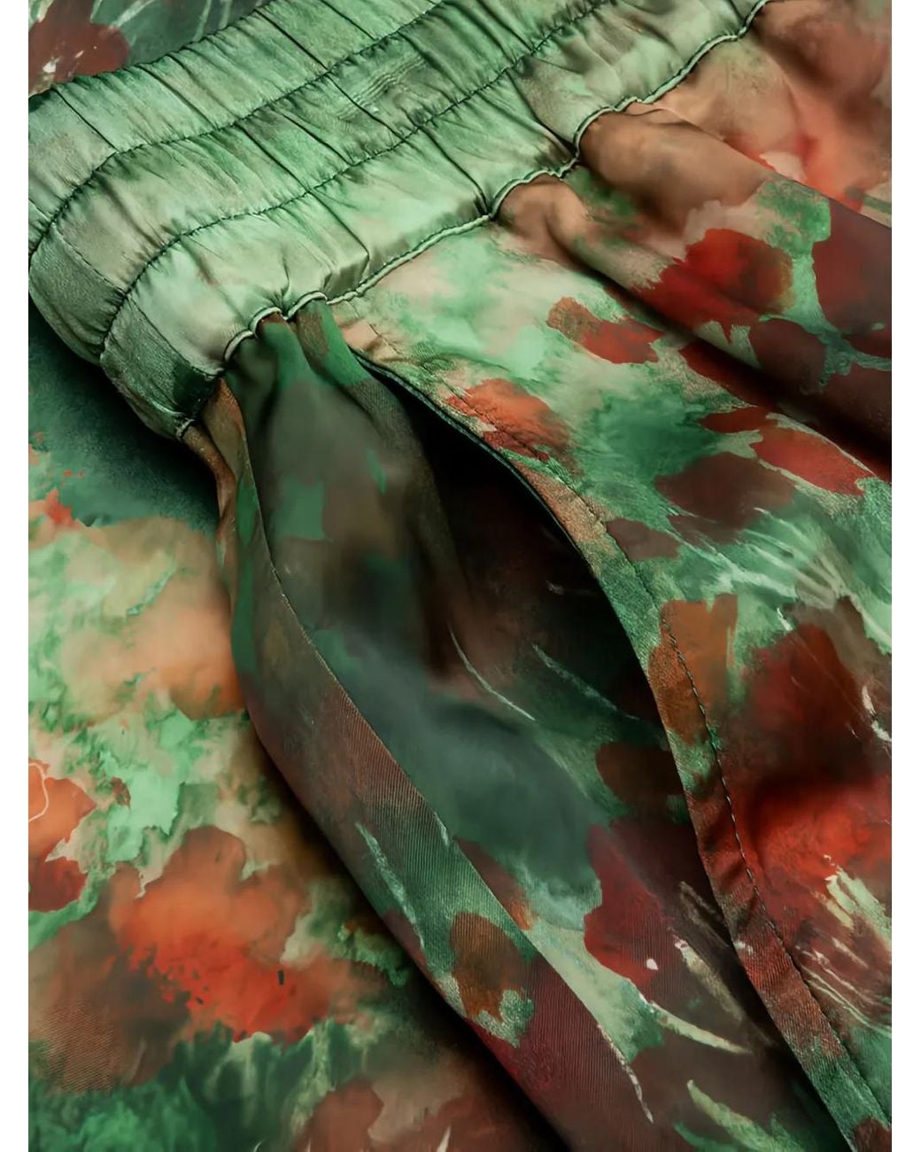 NAHMIAS Green Tie Dye-Print Silk-Blend Shorts for men