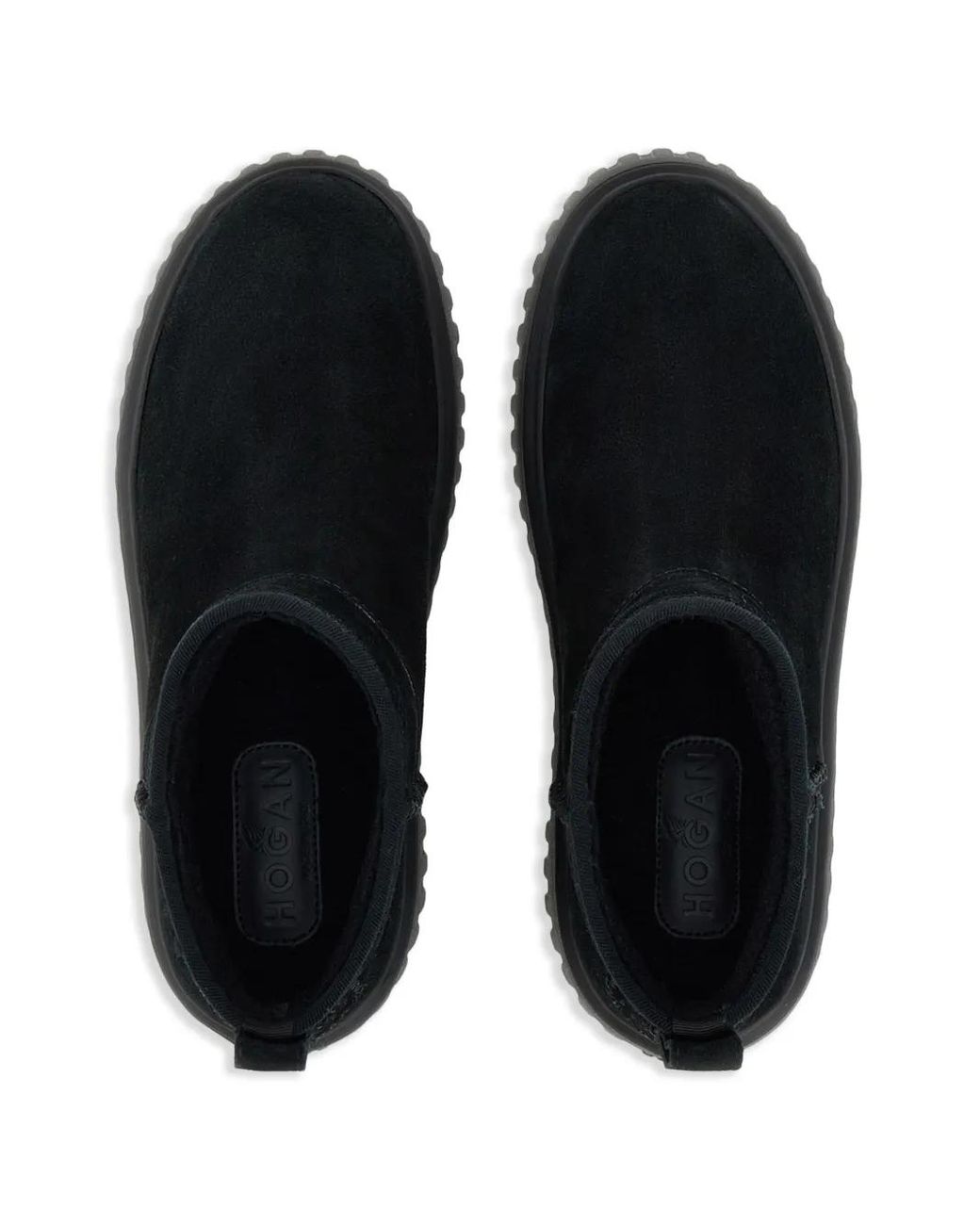 Hogan Black Logopatch Suede Boots