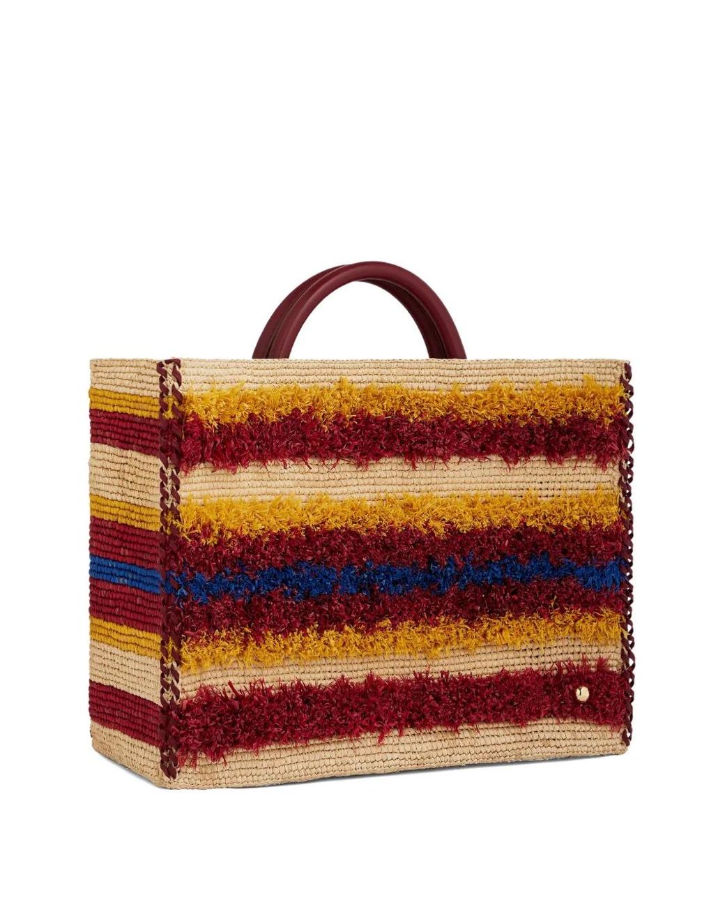 Rabanne Red Striped Woven Tote Bag