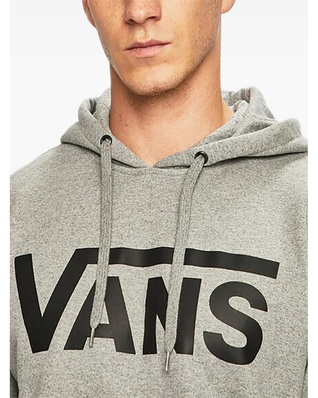Vans Gray Logo-Print Kangaroo-Pocket Hoodie for men