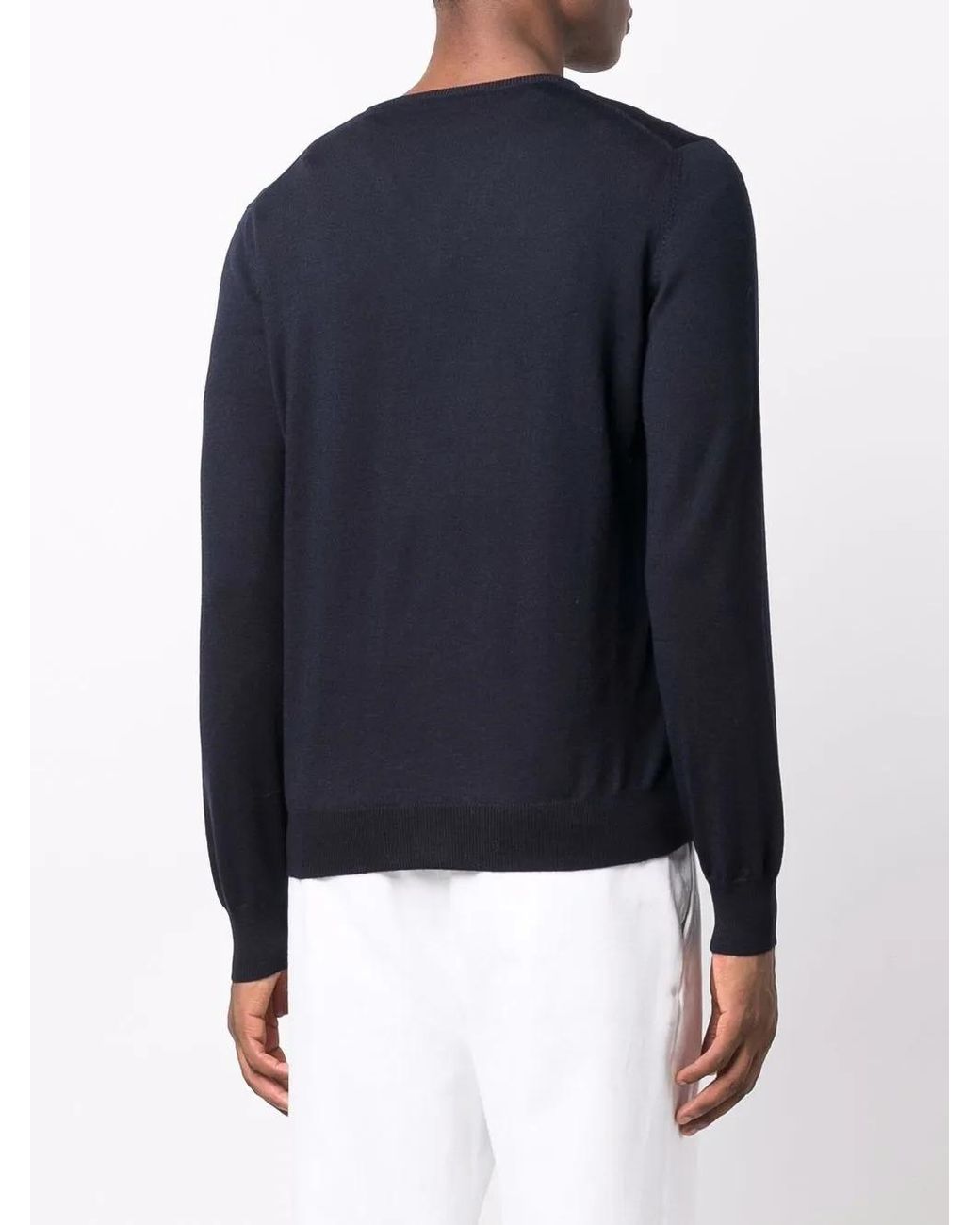 Fileria Blue Wool V-Neck Jumper for men