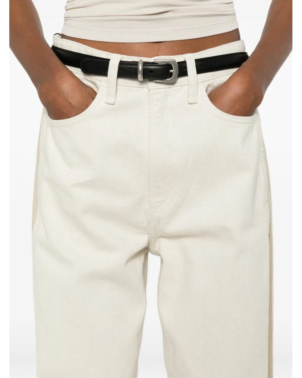 Rag & Bone White Logan Side-Stripe Jeans
