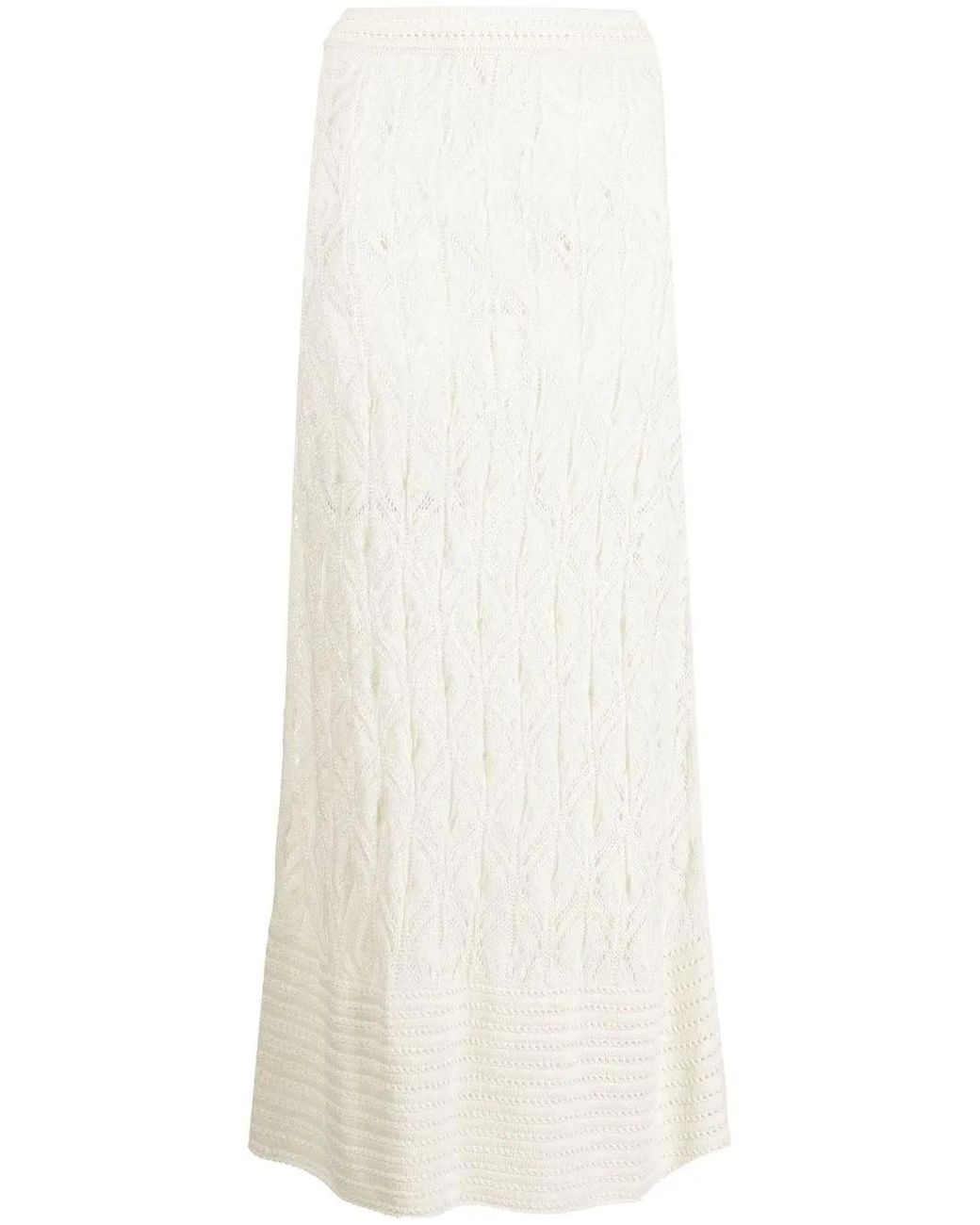 LeKasha White Amon Crochet-Knit Maxi Skirt