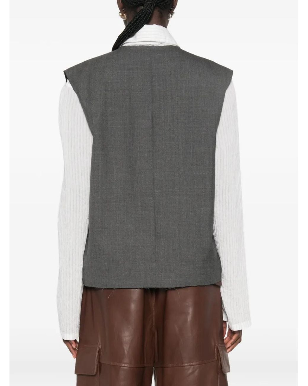 SONIA CARRASCO Gray Blouse Sans Manches À Fermeture Dissimulée