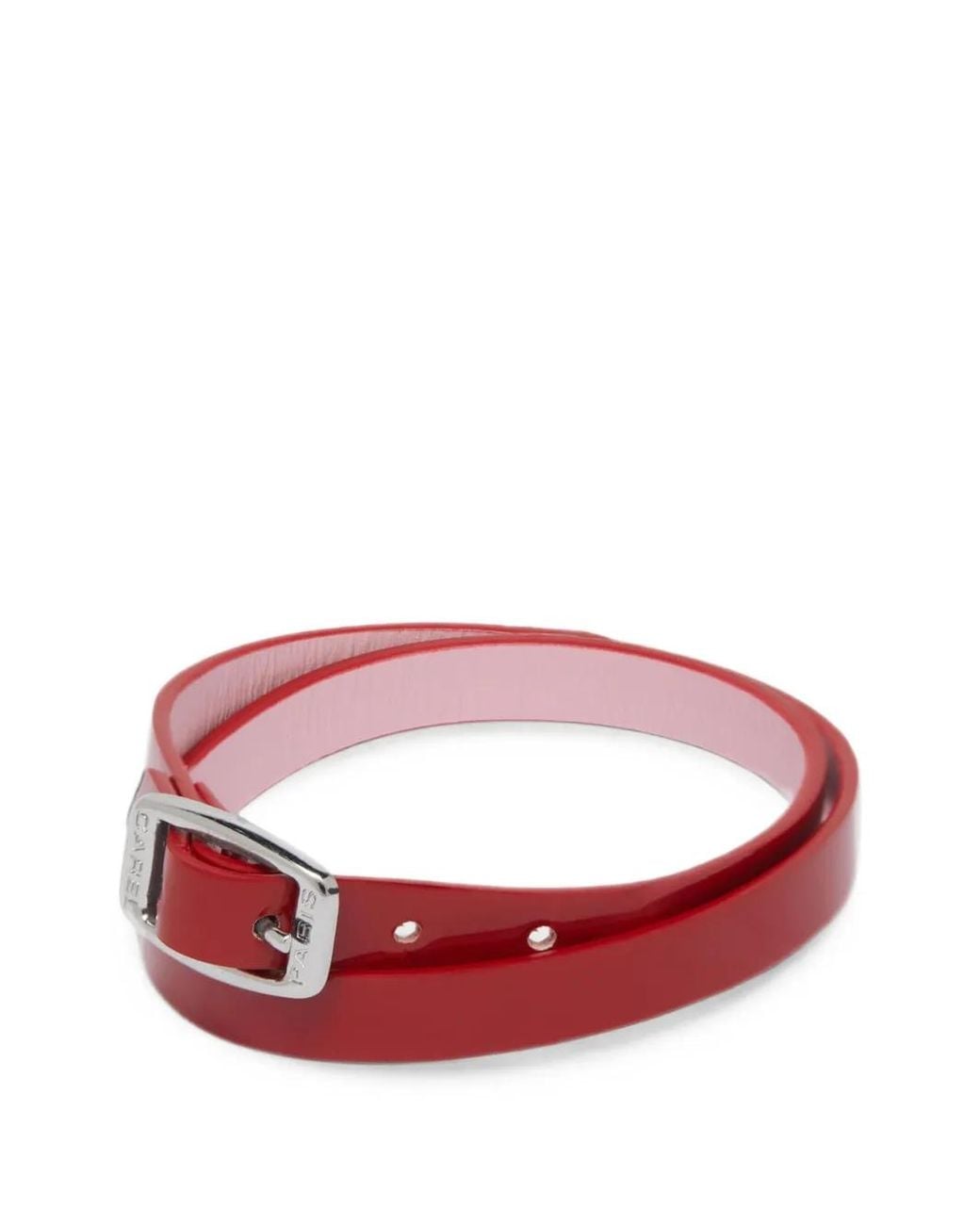 CAREL PARIS Red Bracelet Double Tour En Cuir De Veau Verni