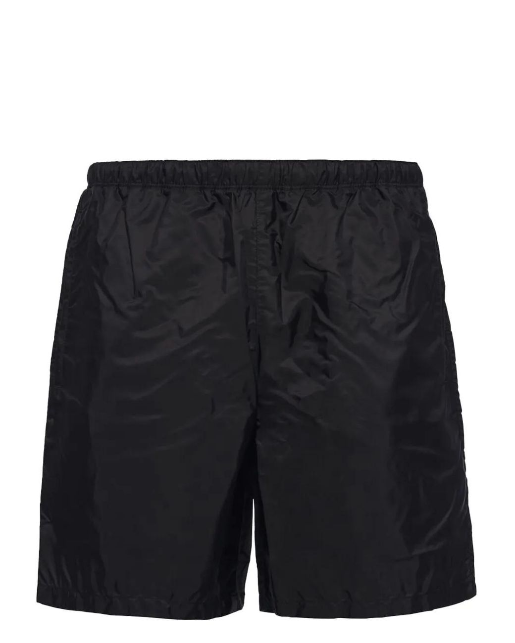 Prada Black Logo-Plaque Swim Shorts for men
