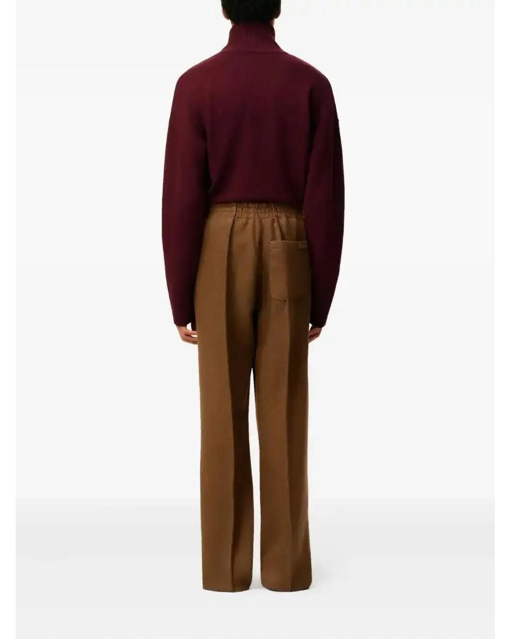 AMI Brown Elasticated Wool Trousers