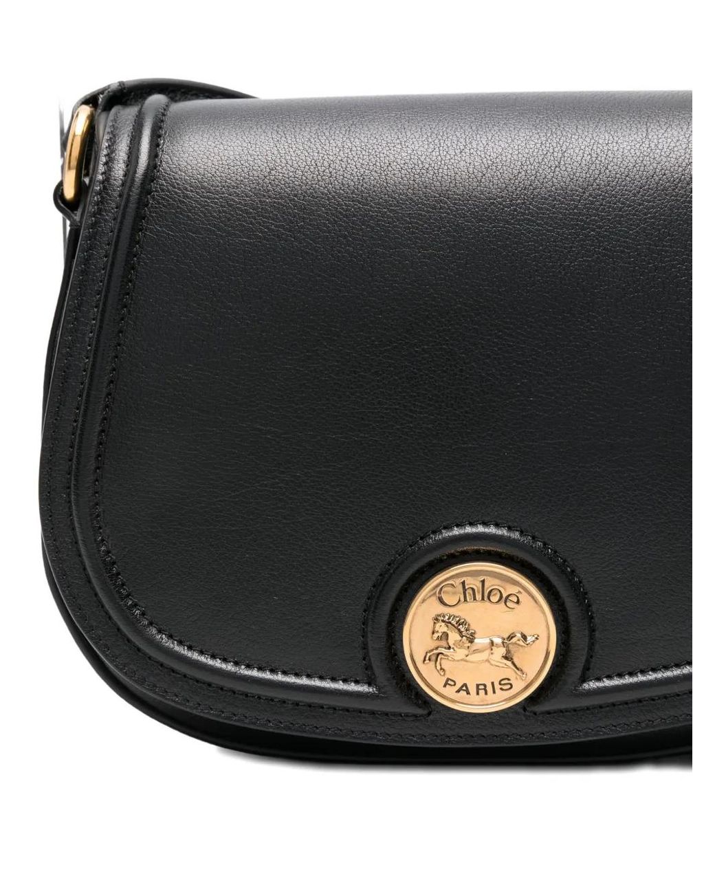 Chloé Black Horse Medal Leather Cross Body Bag