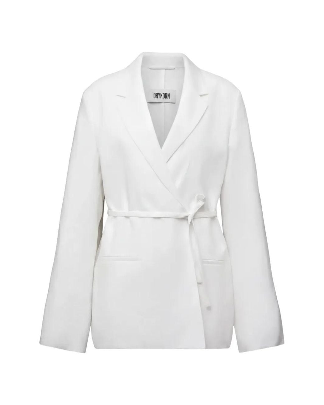 Drykorn White Wincham Belted Wrap Blazer