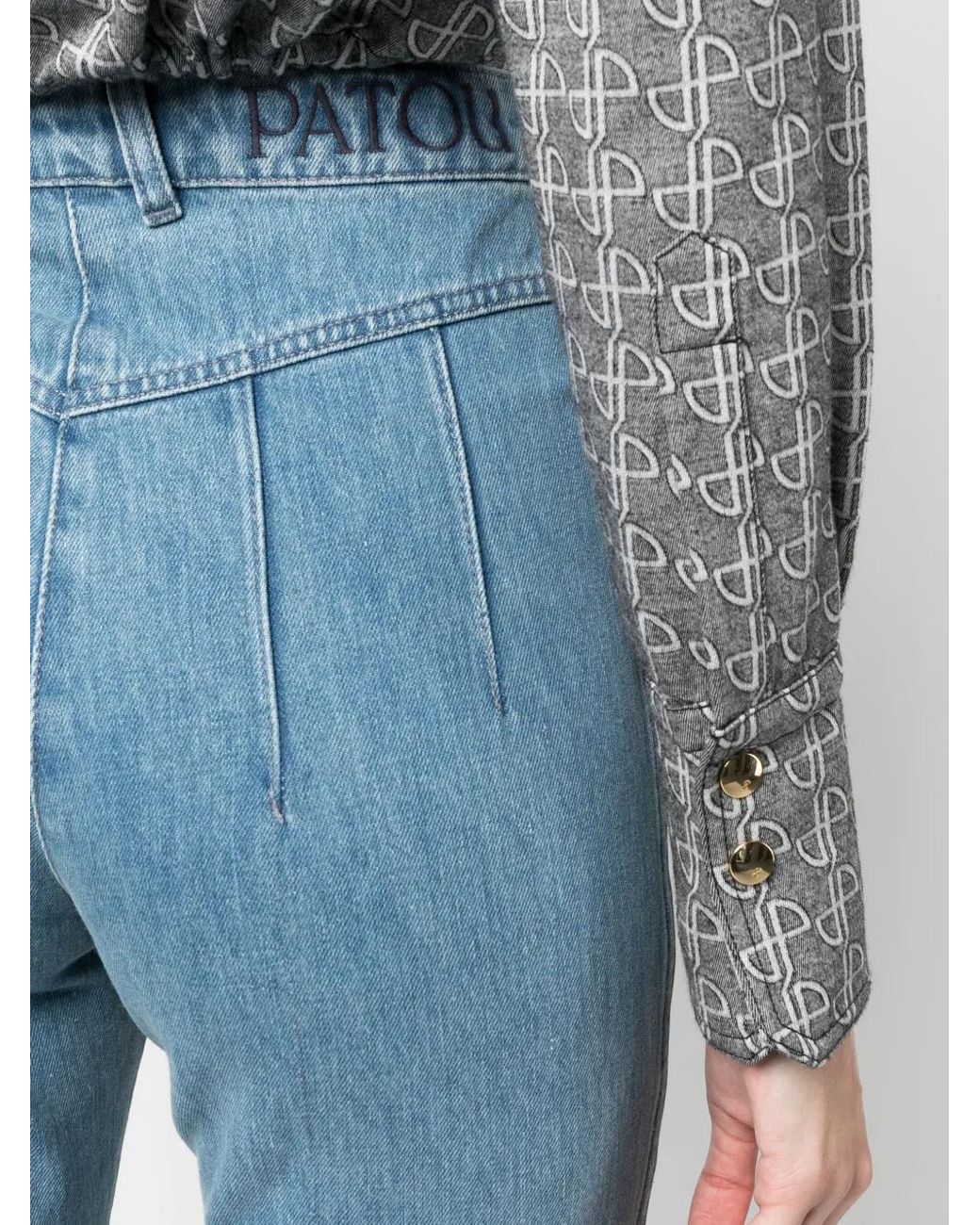 Patou Blue Belt-Loop Buttoned Jeans