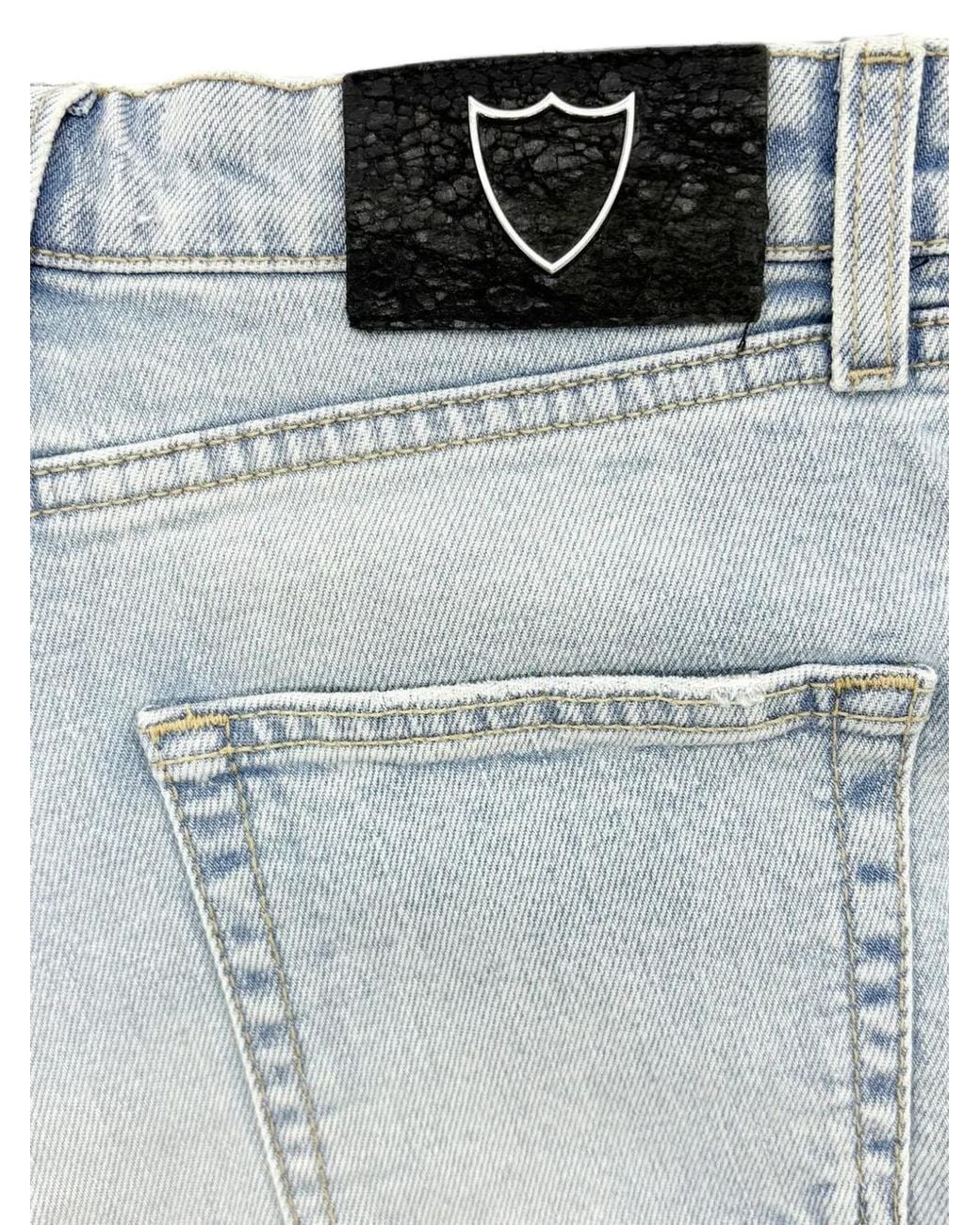 HTC Blue Raw-Cut Denim Shorts