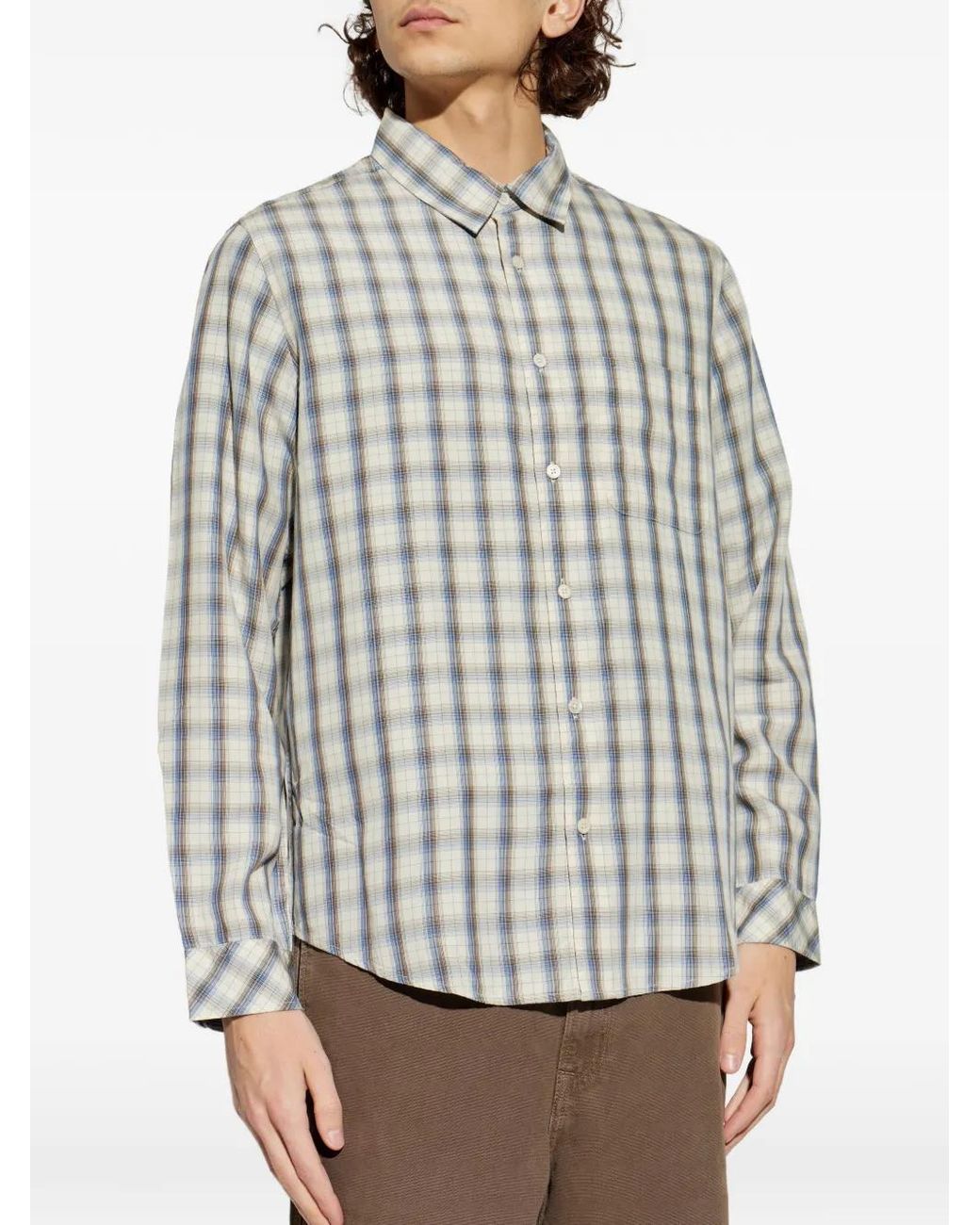 Samsøe & Samsøe White Checked-Pattern Shirt for men