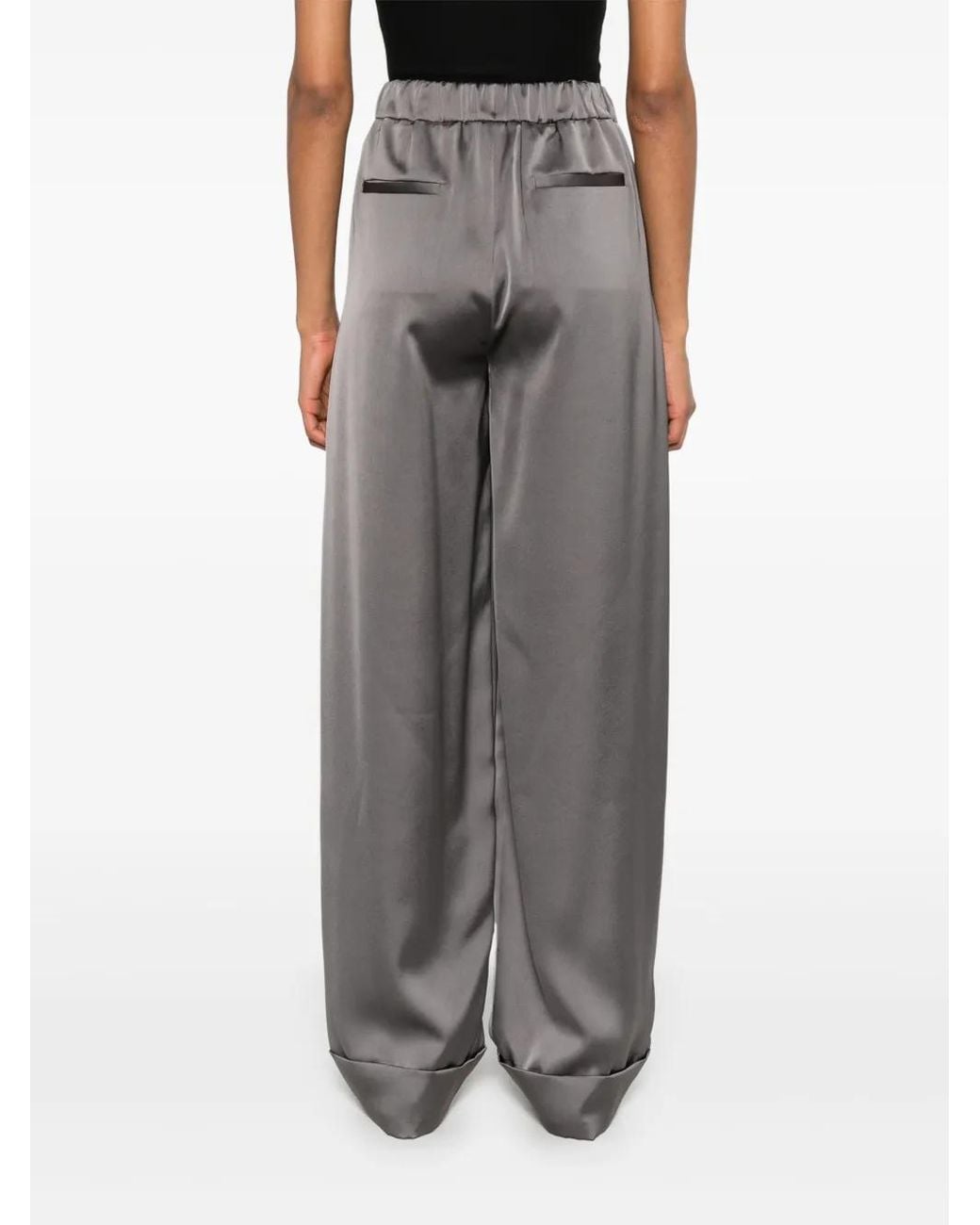Blanca Vita Gray Satin Trousers
