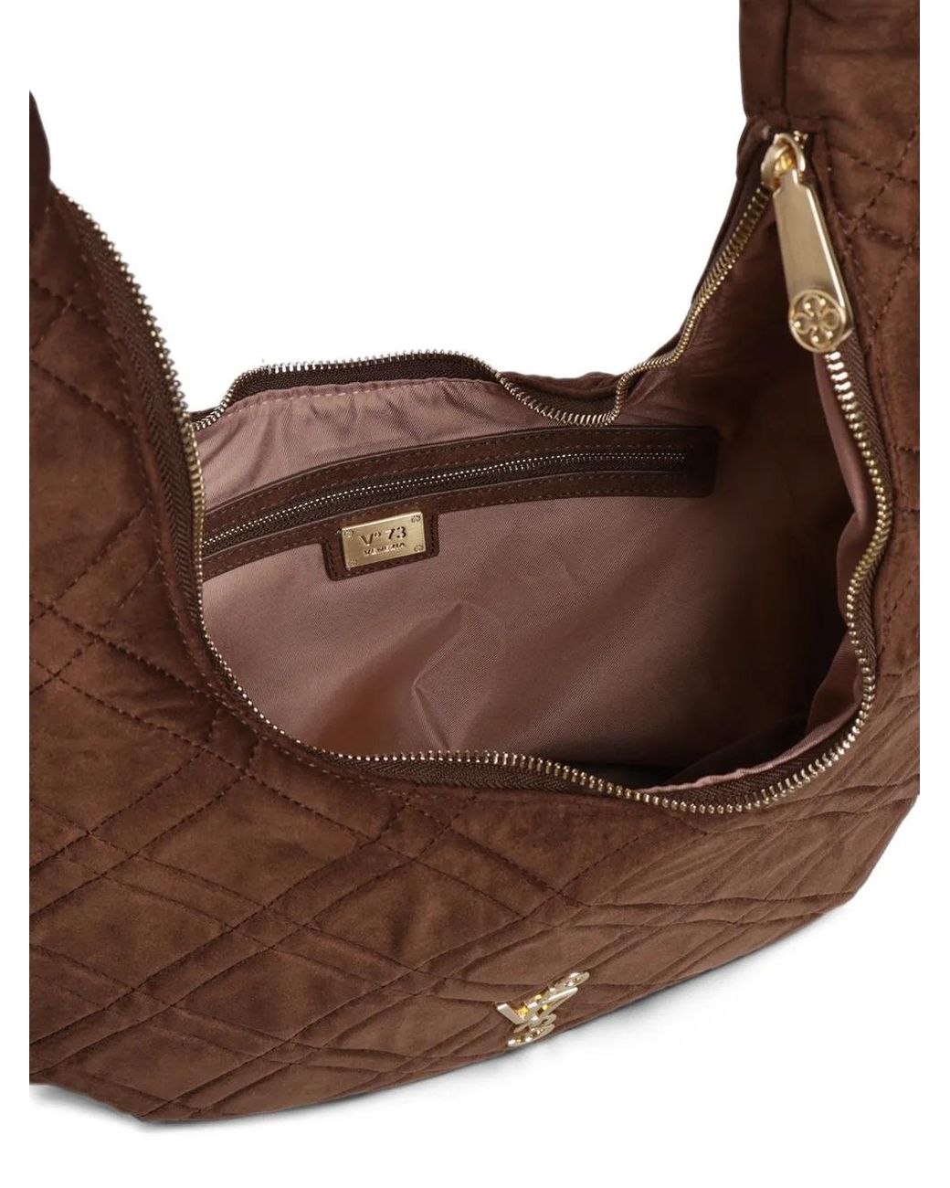 V73 Brown Jasper Quilted Shoulder Bag