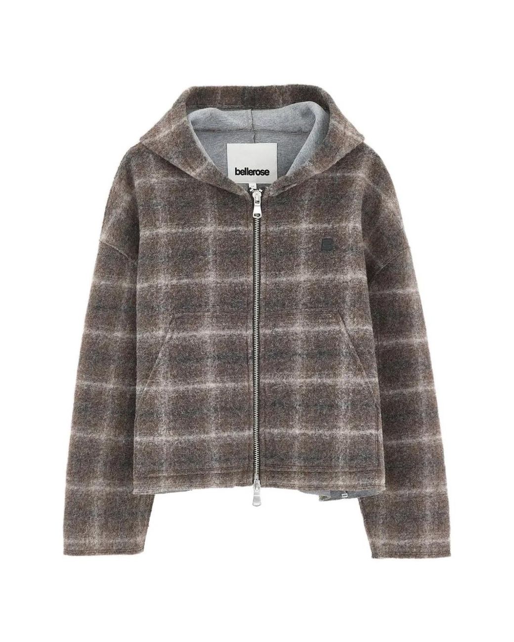 Bellerose Gray Check-Pattern Zip-Up Jacket