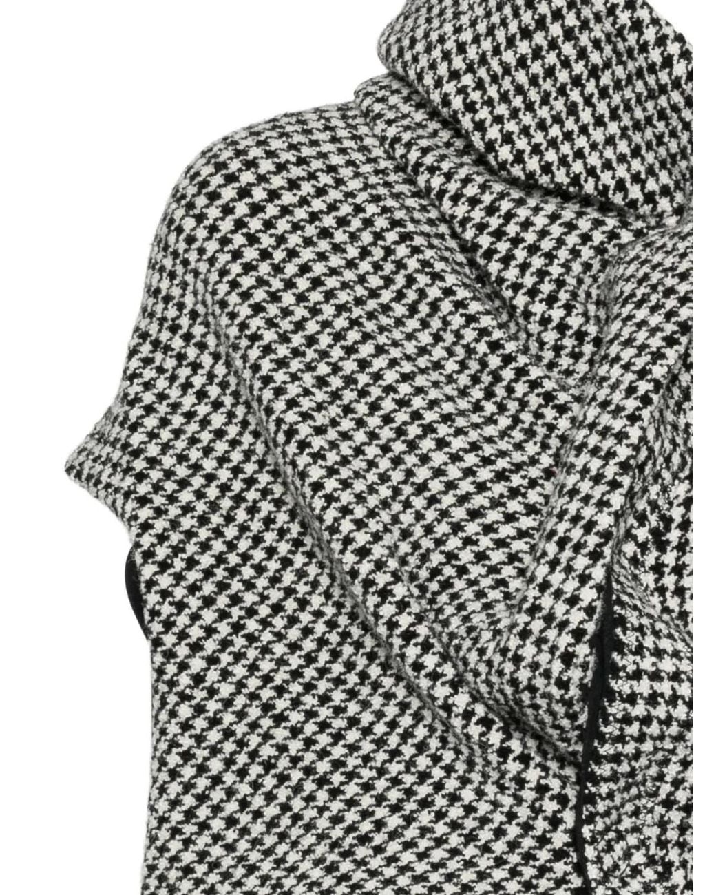 Junya Watanabe Gray Houndstooth-Pattern Draped Jacket