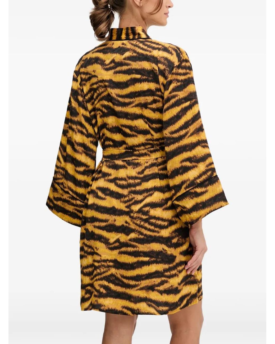 DKNY Yellow Tiger Print Belted Loungewear