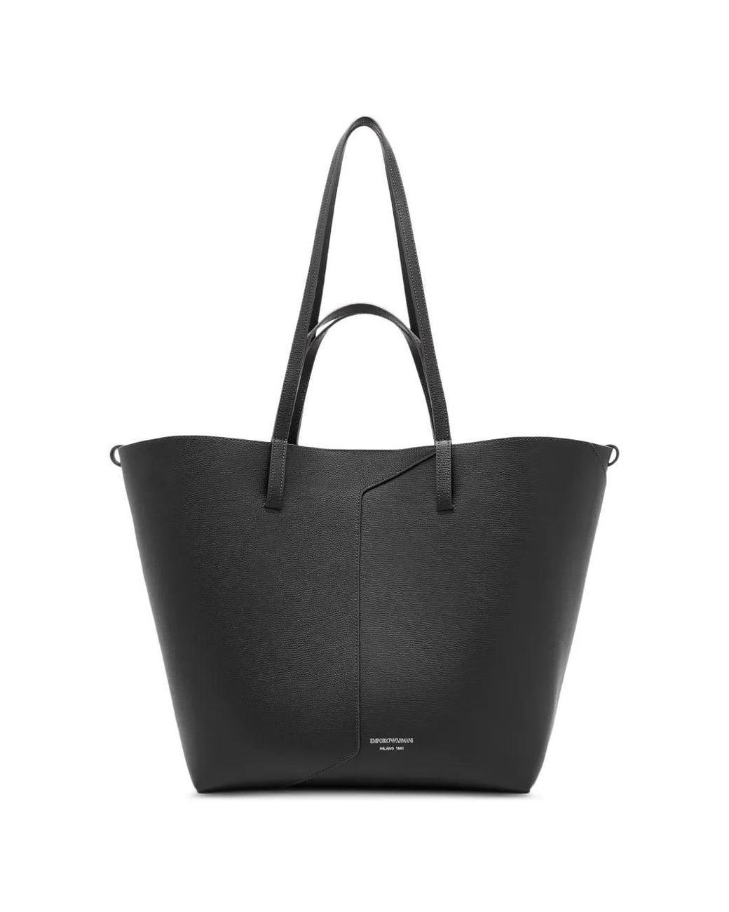 Emporio Armani Black 1981 Mini-Grained Finish Leather Shopper With Double Handles