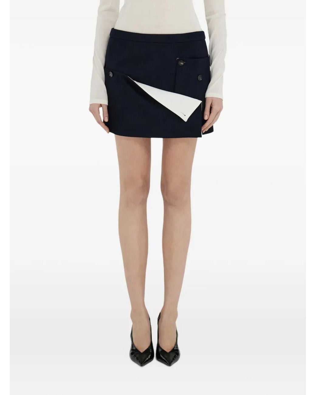 Ferragamo Blue Tailored Mini Skirt With Button Detail