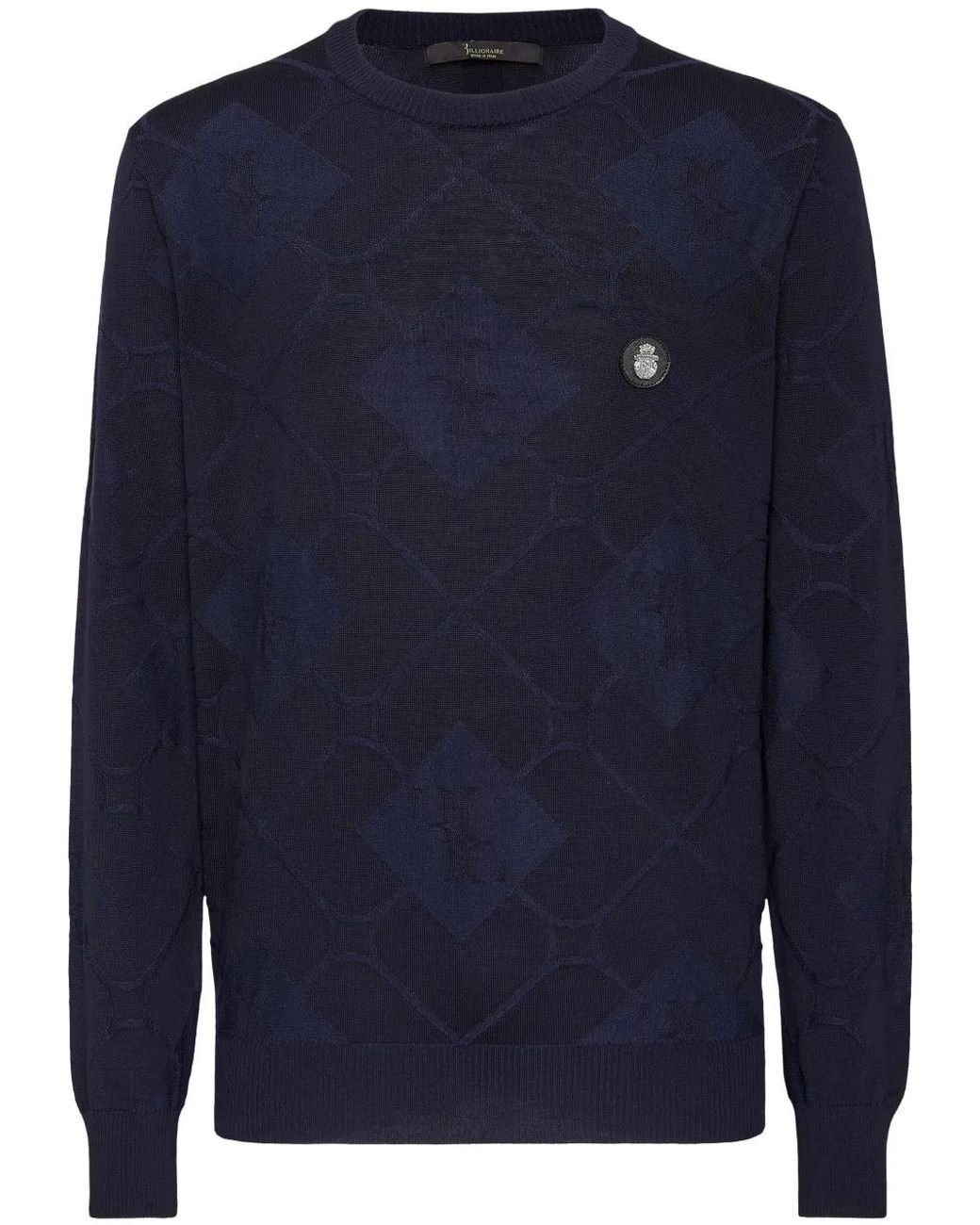 Billionaire Blue Intarsia-Knit Jumper for men