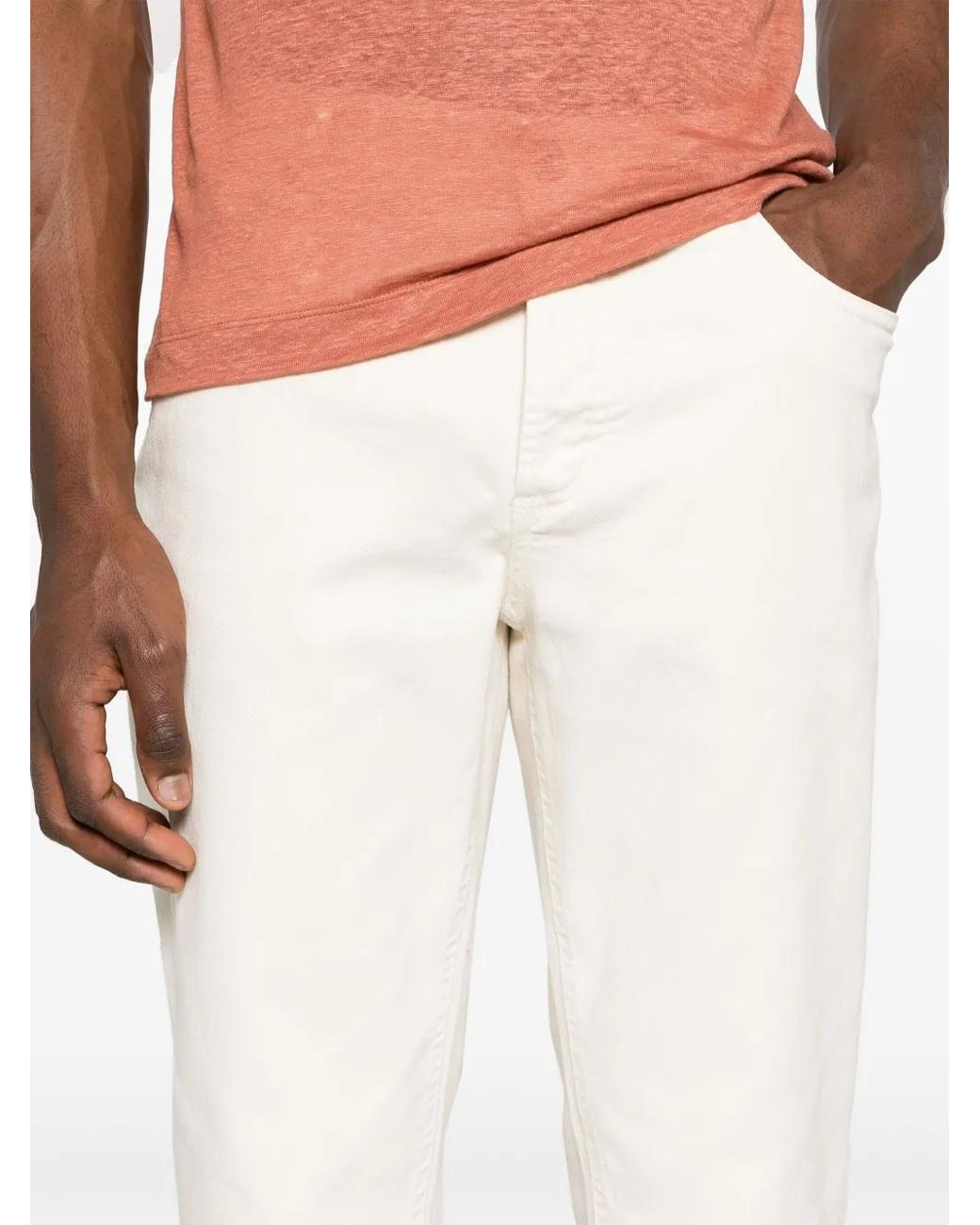 Brunello Cucinelli White Mid-rise Slim-fit Jeans for men
