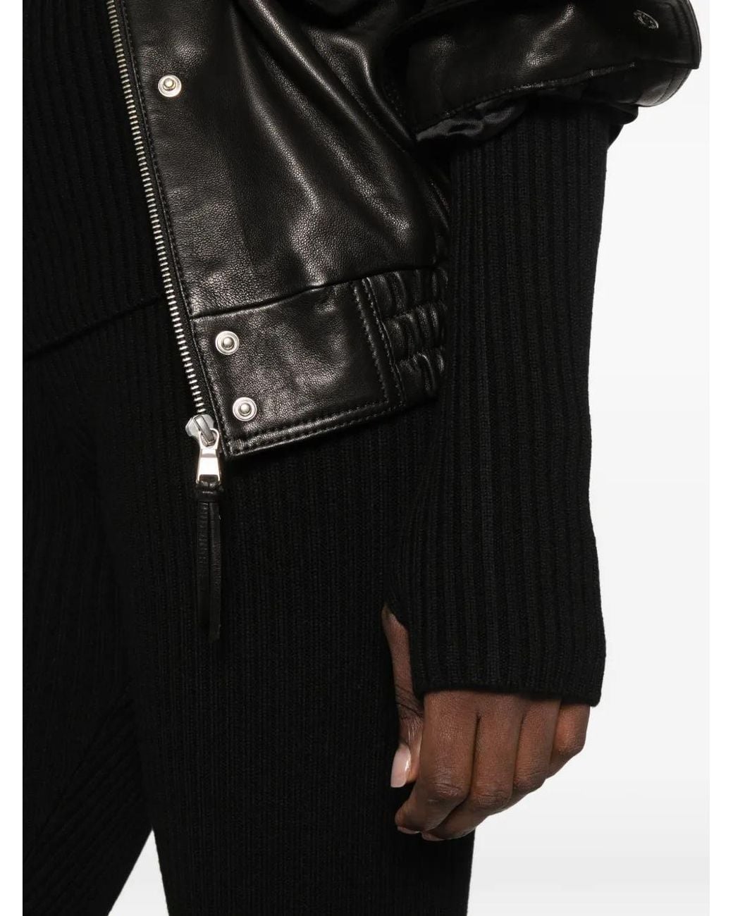 Frankie Shop Black Larice Hooded Ribbed-Knit Sweater