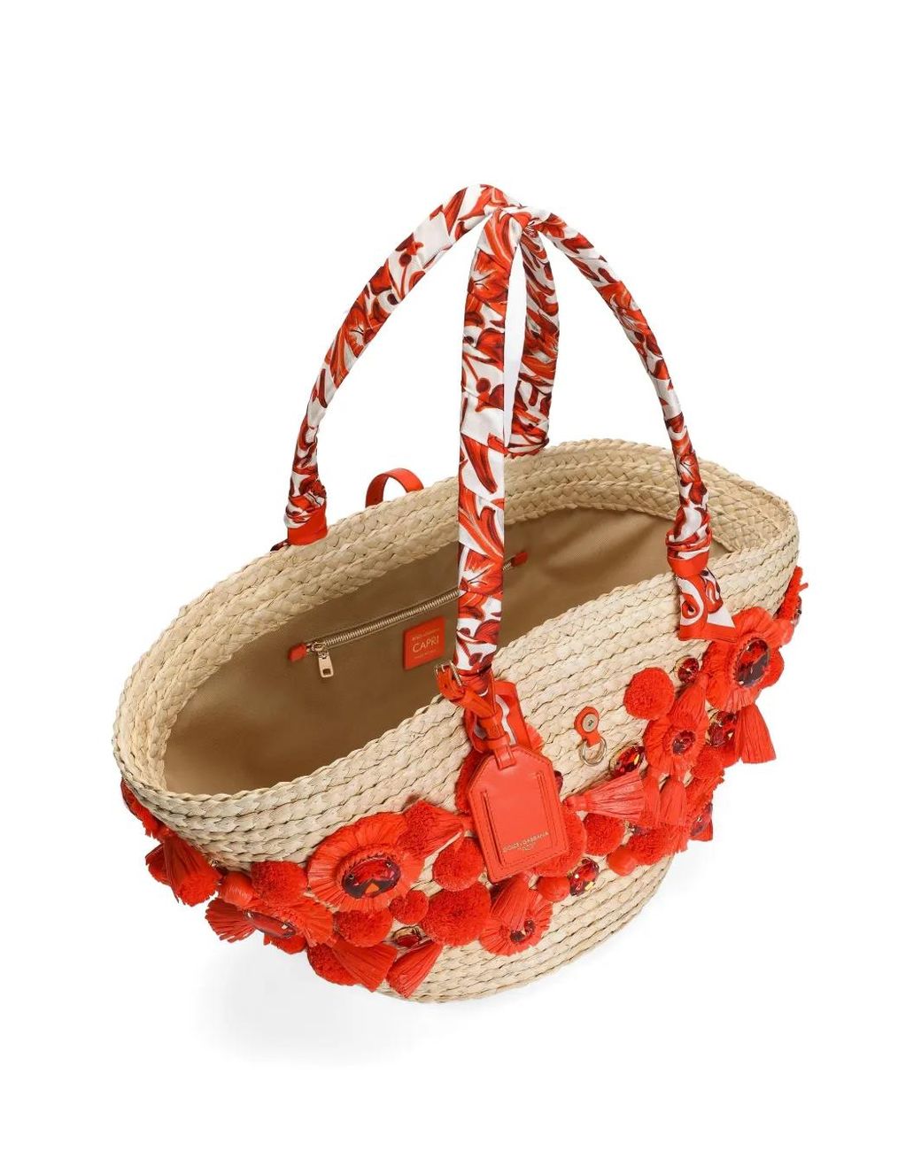 Dolce & Gabbana Red Coffa Capri Bag With Embroidery