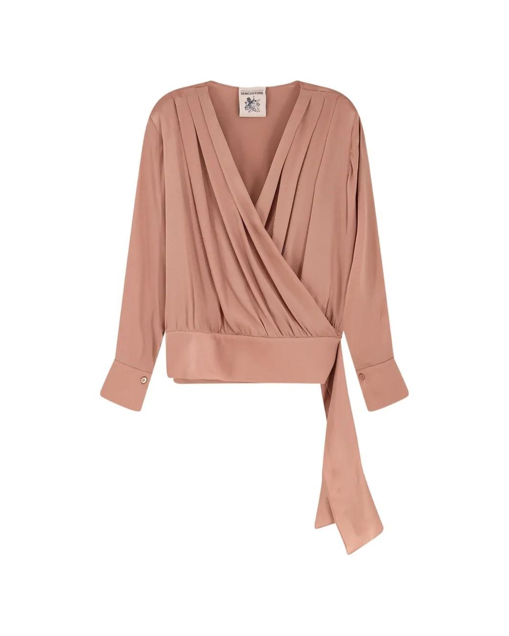 Semicouture Pink V-Neck Long-Sleeve Blouse