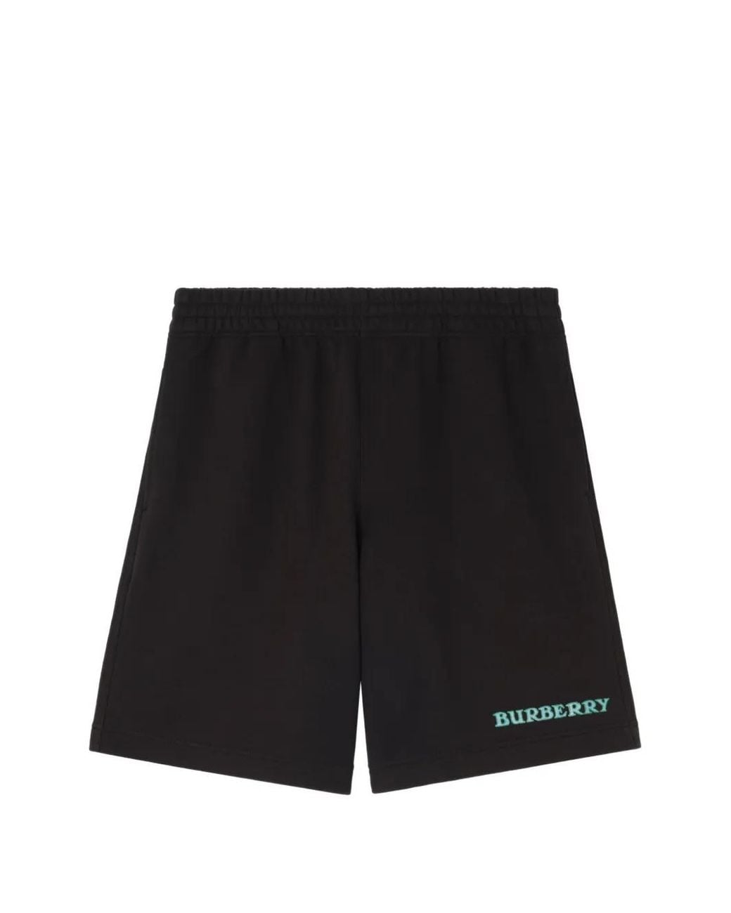 Bermudas De Algodón Con Logo Burberry de hombre de color Black