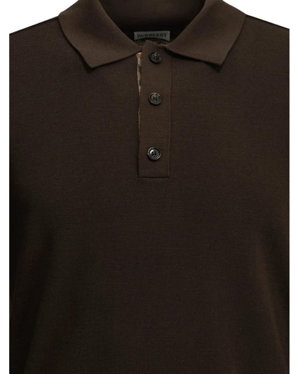 Burberry Black Long-Sleeve Wool Polo Shirt for men