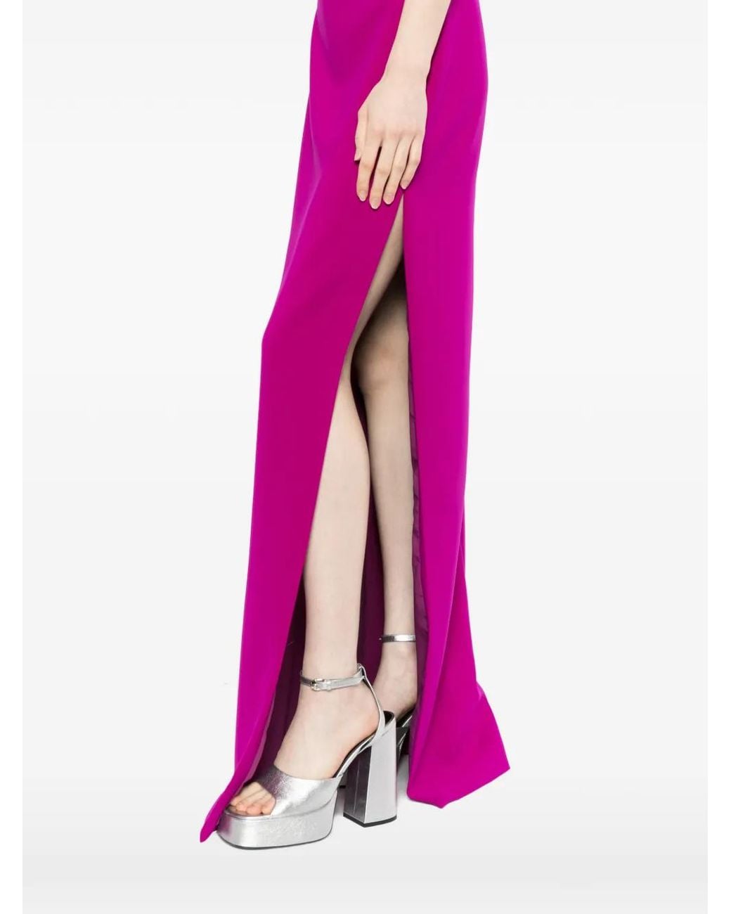 Amsale Pink Off-Shoulder Maxi Dress
