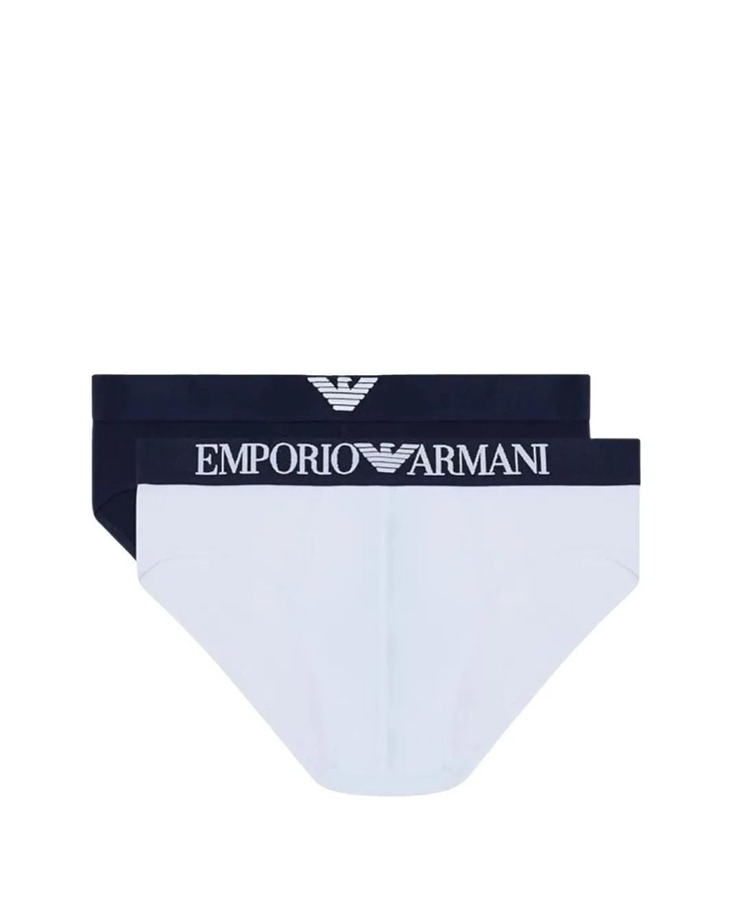 Emporio Armani Blue Logo-Waistband Briefs (Set Of Two) for men