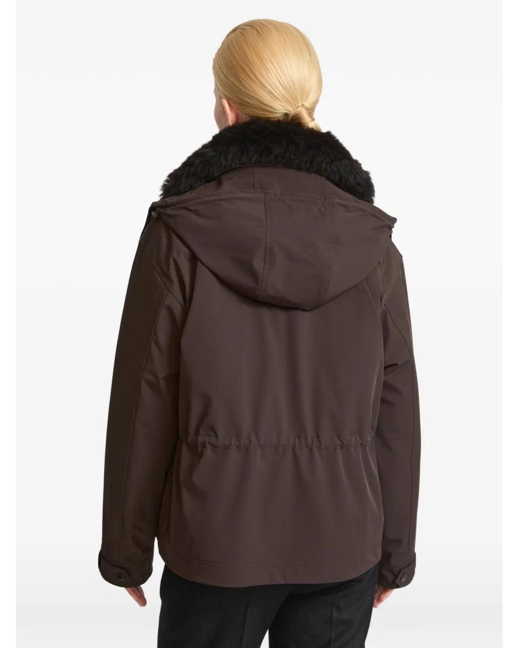 Yves Salomon Brown Shearling-Trim Hooded Parka
