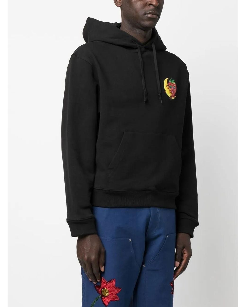 Sky High Farm Black Chest Graphic-Print Detail Hoodie for men