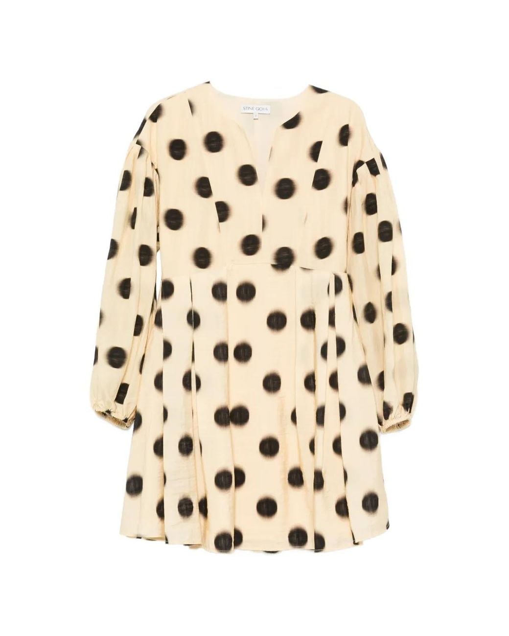 Stine Goya White Polka-Dot Balloon-Sleeve Dress