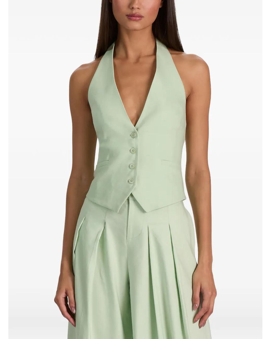 Alice + Olivia Green Erica Halterneck Waistcoat